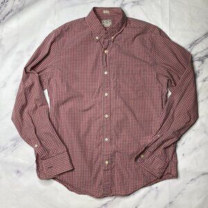 J Crew Button Down Shirt Mens Size Medium Pink Gray Checkered L/S Slim Fit E91